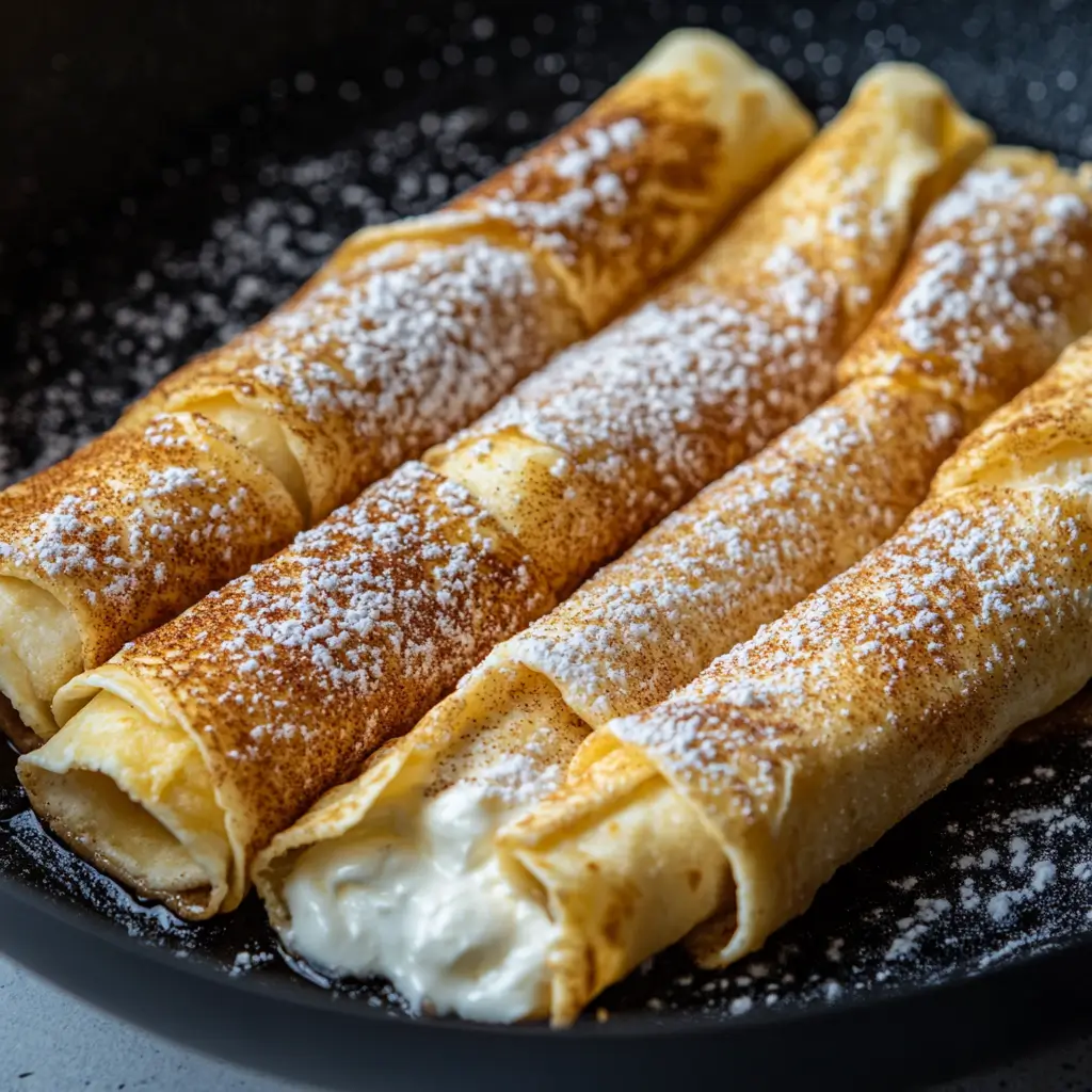 Close-up of a plate of Xango dessert, with its golden fried tortilla crust and creamy cinnamon filling, ready to be enjoyed