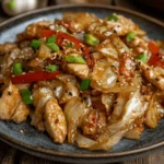 Healthy and flavorful Hmong chicken and cabbage stir-fry with garlic, ginger, and vibrant vegetables.