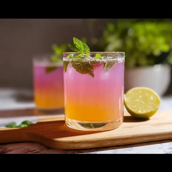 Brazilian Mounjaro Recipe Sparkling lime drink served over ice in a glass, garnished with fresh lime and raw sugar, inspired by a simple Brazilian recipe