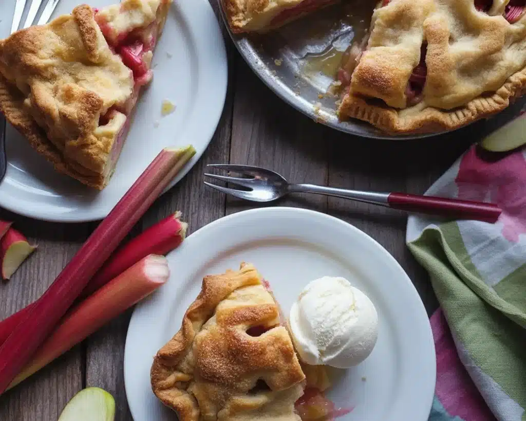 Delicious Apple Rhubarb Pie with flaky crust, filled with sweet apples and tart rhubarb.