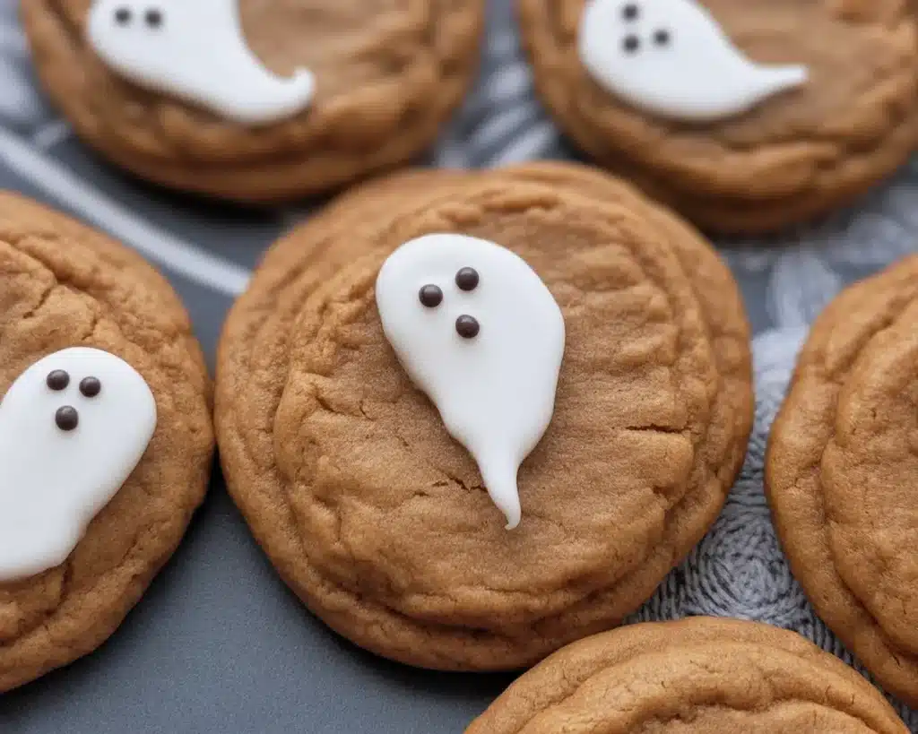 Spooky Ghost Brown Butter Pumpkin Cookies decorated for Halloween