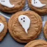 Spooky Ghost Brown Butter Pumpkin Cookies decorated for Halloween