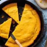 Moist sweet potato cornbread with warm spices and a honey glaze served on a plate.