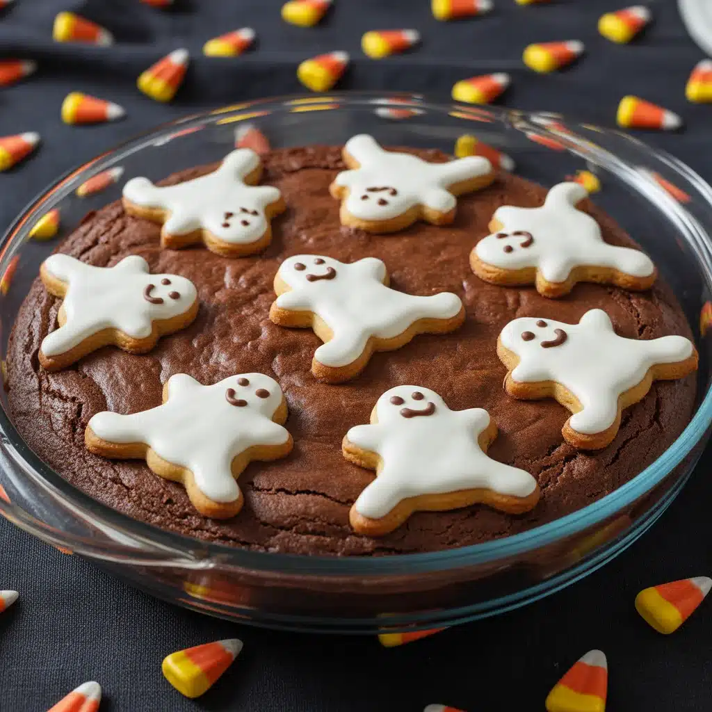 Delicious Halloween Brookies with brownie and cookie layers decorated for Halloween.