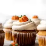 Delicious pumpkin cupcakes with cream cheese frosting, perfectly spiced for fall.
