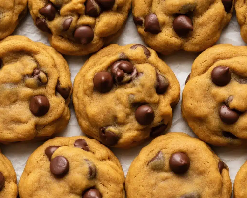 Delicious homemade Pumpkin Chocolate Chip Cookies topped with melted chocolate chips.