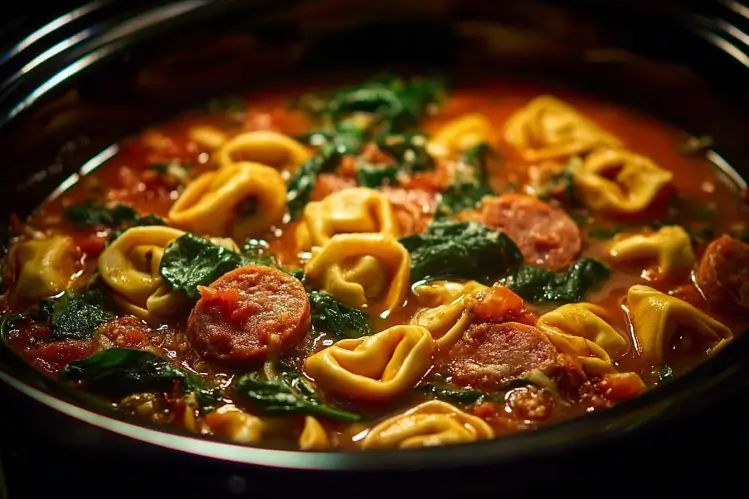 Crockpot Cheese Tortellini Sausage