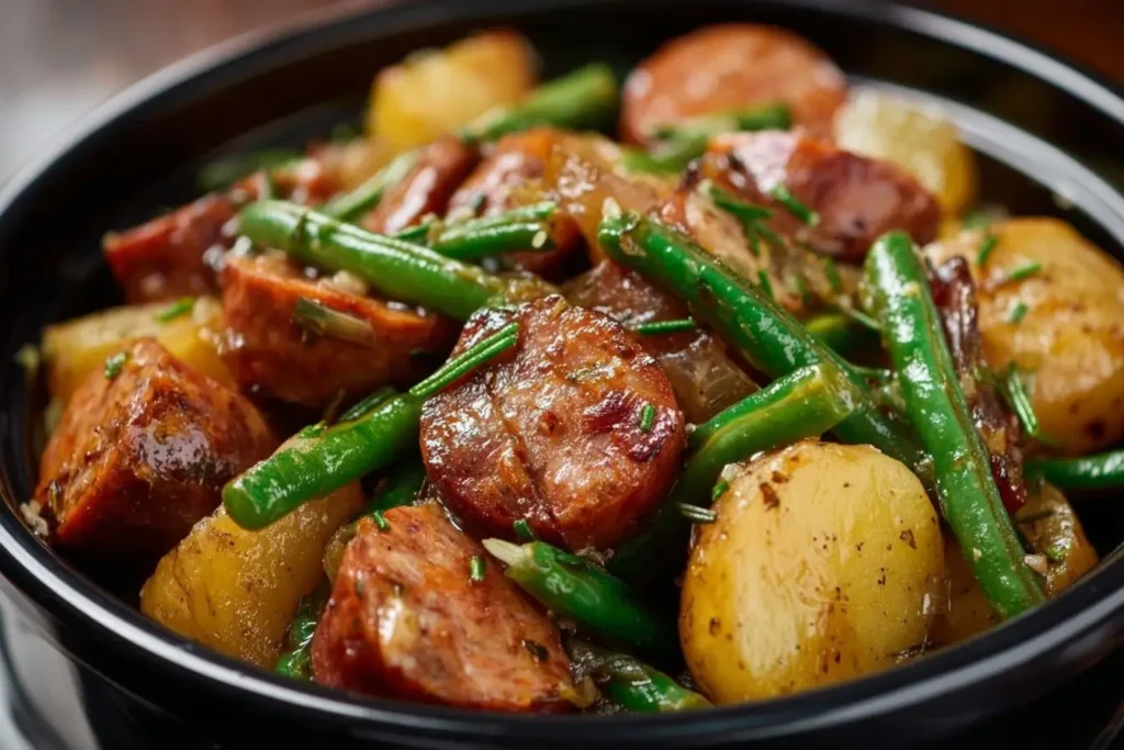 Crockpot Sausage and Green Beans