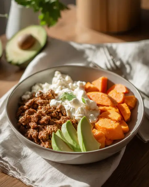 Sweet Potato Cottage Cheese Bowl