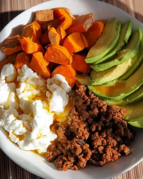 Sweet Potato Taco Meat and Cottage Cheese Bowl