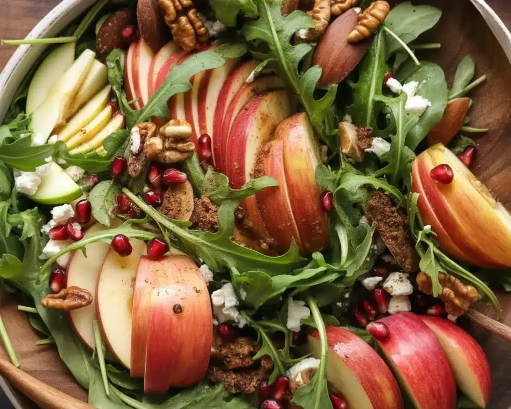 Honeycrisp Apple and Feta Salad with greens and honey mustard vinaigrette