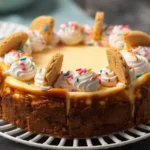 Delicious Sugar Cookie Cheesecake with a buttery crust and creamy filling.