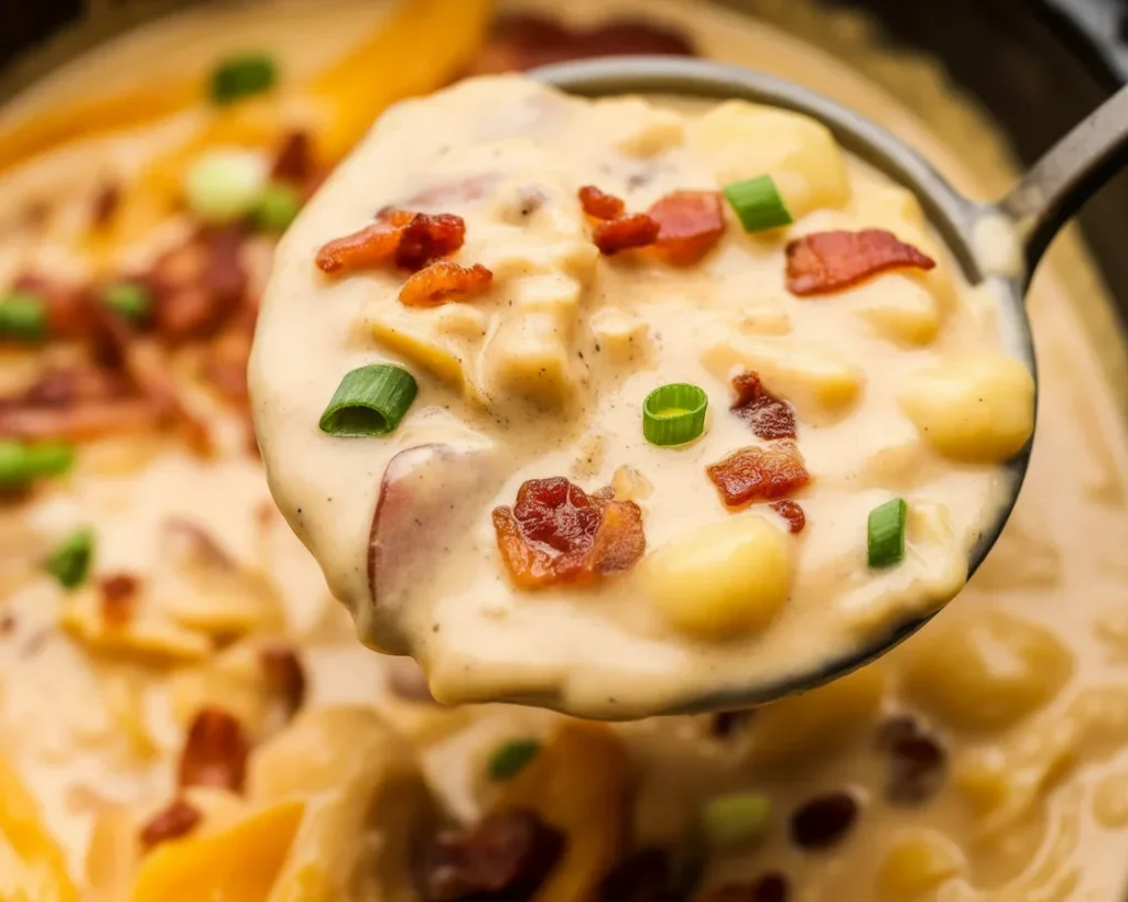 Delicious crock pot crack potato soup, creamy and loaded with bacon, perfect for cozy meals.