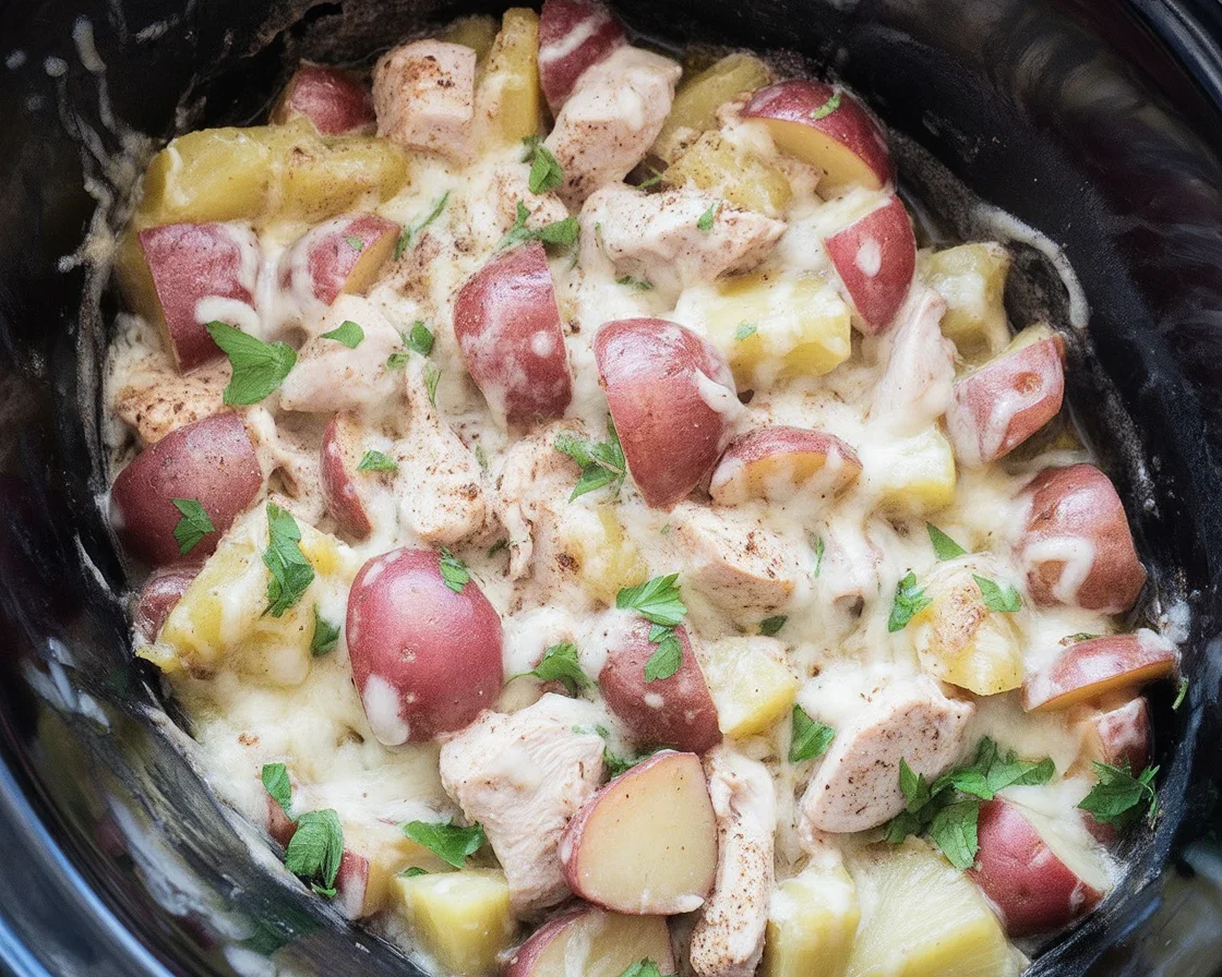 Garlic Parmesan Crockpot Chicken and Potatoes Recipe