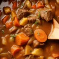 Bowl of comforting Crock Pot Beef Stew with tender beef, potatoes, and vegetables.