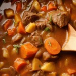 Bowl of comforting Crock Pot Beef Stew with tender beef, potatoes, and vegetables.