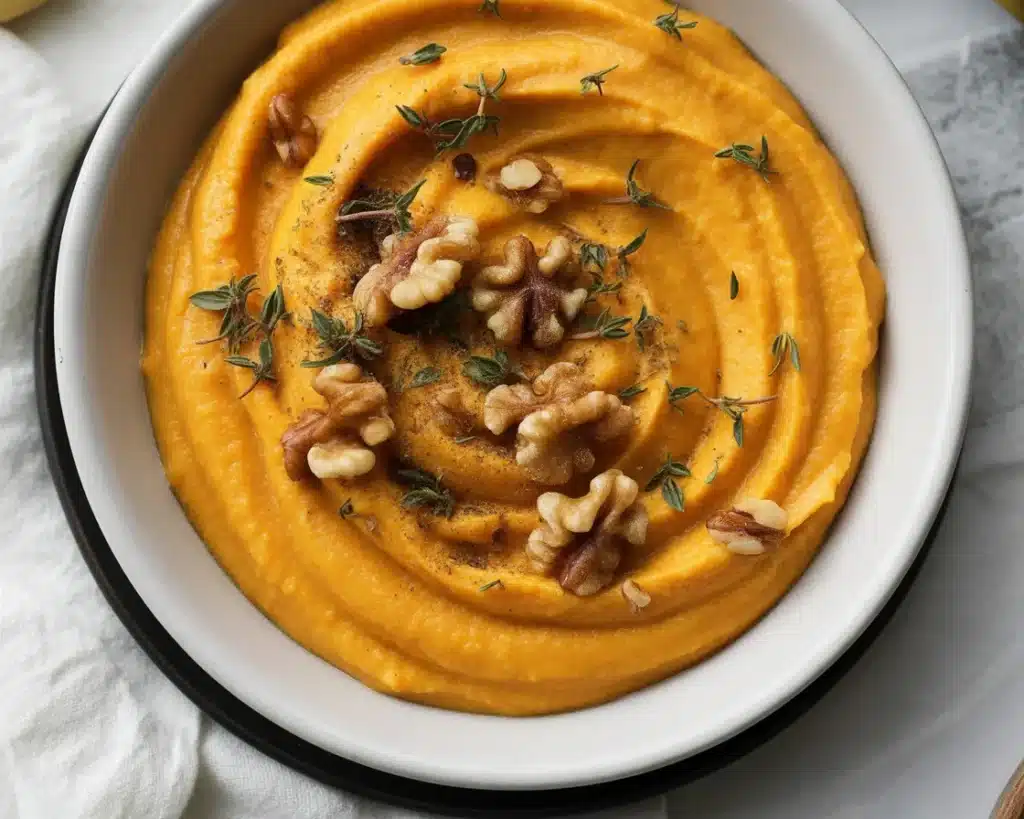 Creamy Pumpkin Whipped Feta Dip served with honey and walnuts, a perfect fall appetizer.