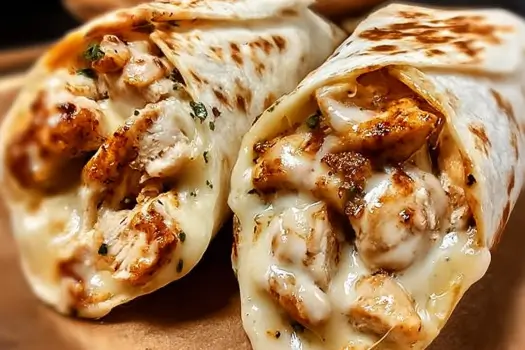 Making Cheesy Garlic Chicken Wraps step by stpe