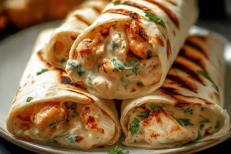 Cheesy Garlic Chicken Wraps serving idea