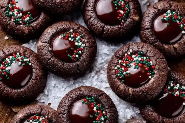 Chocolate Thumbprint Cookie - Christmas Version