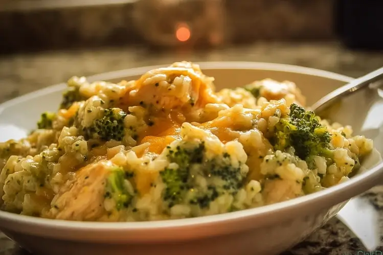 Crockpot Cheesy Chicken Broccoli Rice