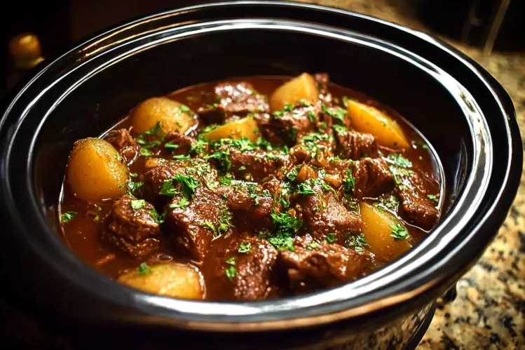 Crockpot Garlic Butter Beef Bites with Potatoes Recipe