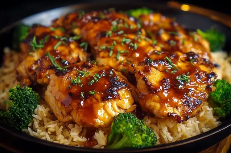 Honey BBQ Chicken Rice serving suggestion