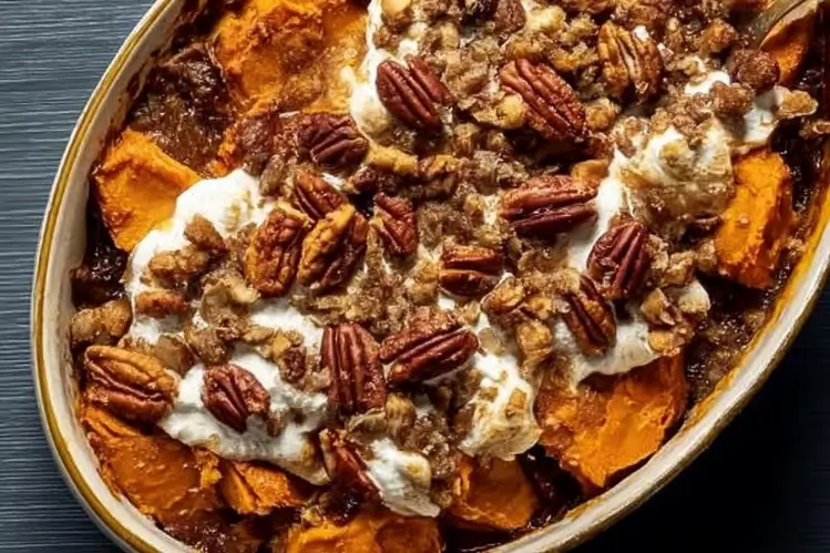 Southern Maple Sweet Potato Casserole Recipe making