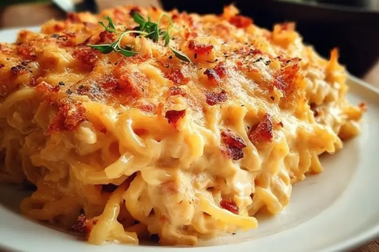 Spicy Southern Chicken Spaghetti Casseroleyummy cheesy dish