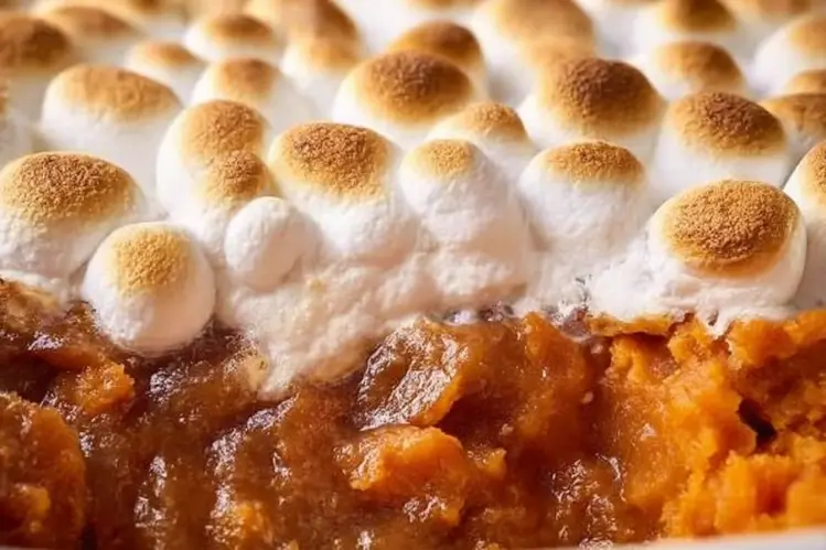 zoom in Sweet Potato Casserole with Marshmallows