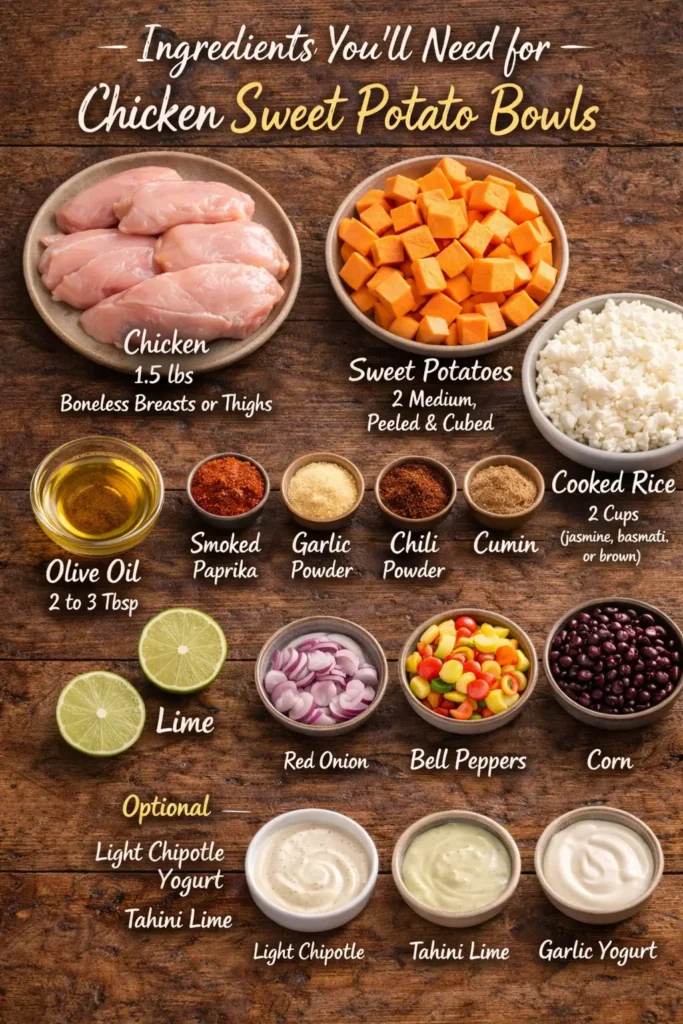 Chicken Sweet Potato Bowls ingredient list