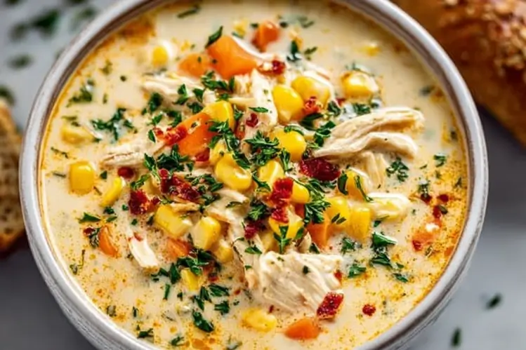 Crockpot Chicken Corn Chowder Bowl
