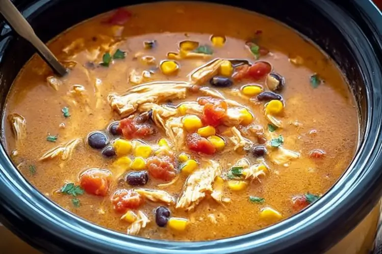Crockpot Chicken Tortilla Soup serving