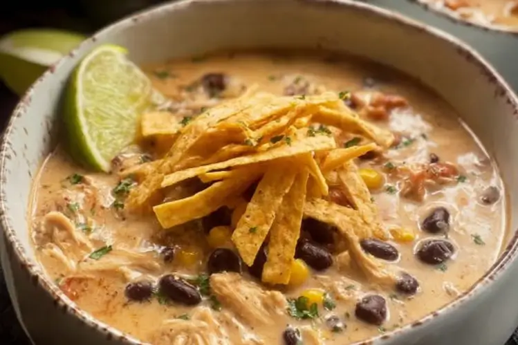 Crockpot White Chicken Chili with Cream Cheese