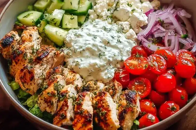 Serving Greek Chicken Bowl: Easy, Healthy, and Full of Mediterranean Flavor