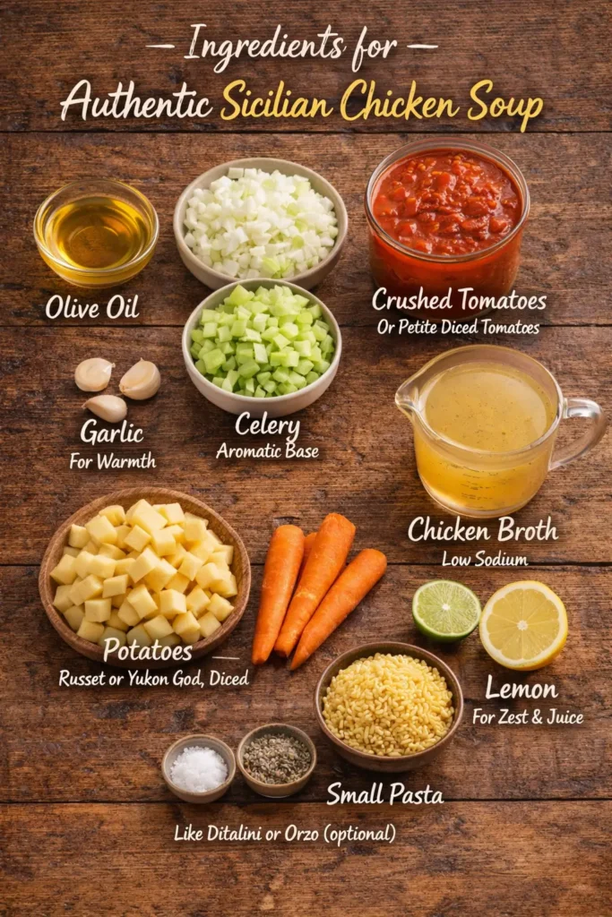 Ingredients for Authentic Sicilian Chicken Soup