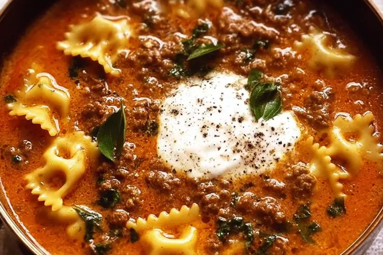 One Pot Lasagna Soup serving