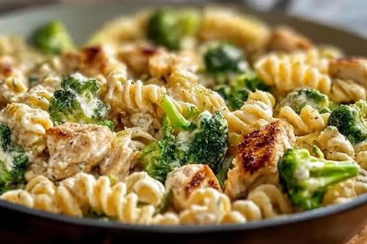 Rotisserie Chicken Broccoli Pasta serving dish