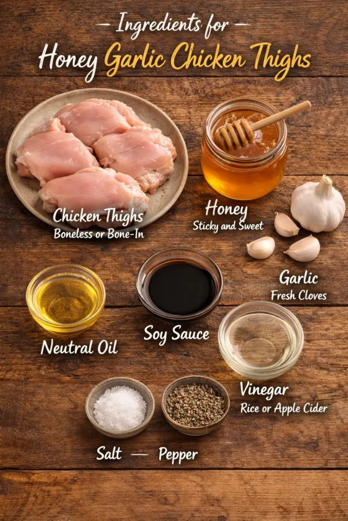 Sticky Honey Garlic Chicken Thighs ingredient list