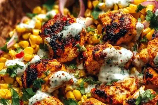 Serving Street Corn Chicken Bowl