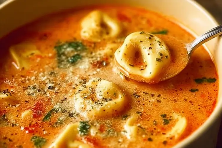 Making Toamto tortellini soup