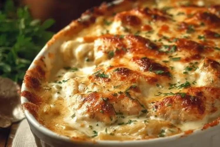 High-Protein Chicken Alfredo Bake