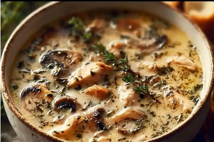 Creamy Rotisserie Chicken Mushroom Soup