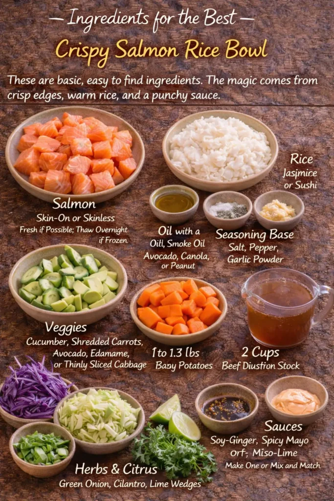 Crispy Salmon Rice Bowl ingredients