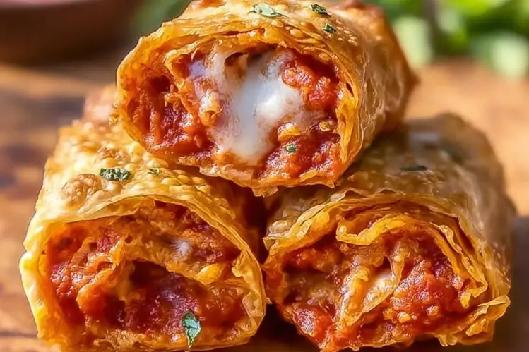 High protein pepperoni pizza rolls baked to a crispy perfection, ideal for snacks.