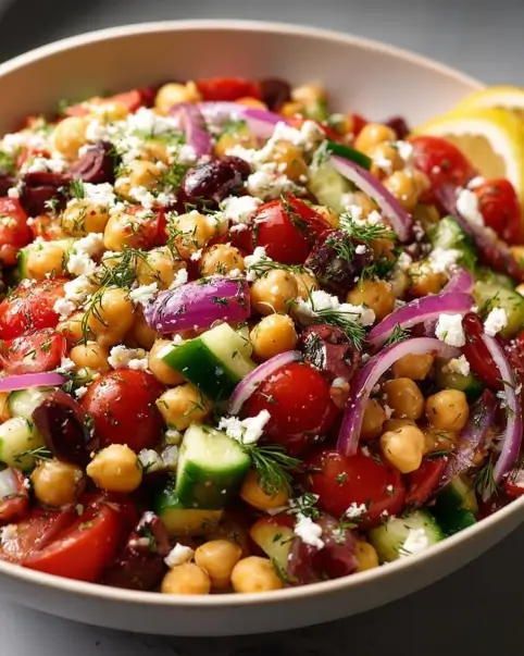 Mediterranean Chickpea Feta salad