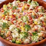 Bacon Ranch Chopped Salad with creamy dressing, fresh ingredients, and crispy bacon.