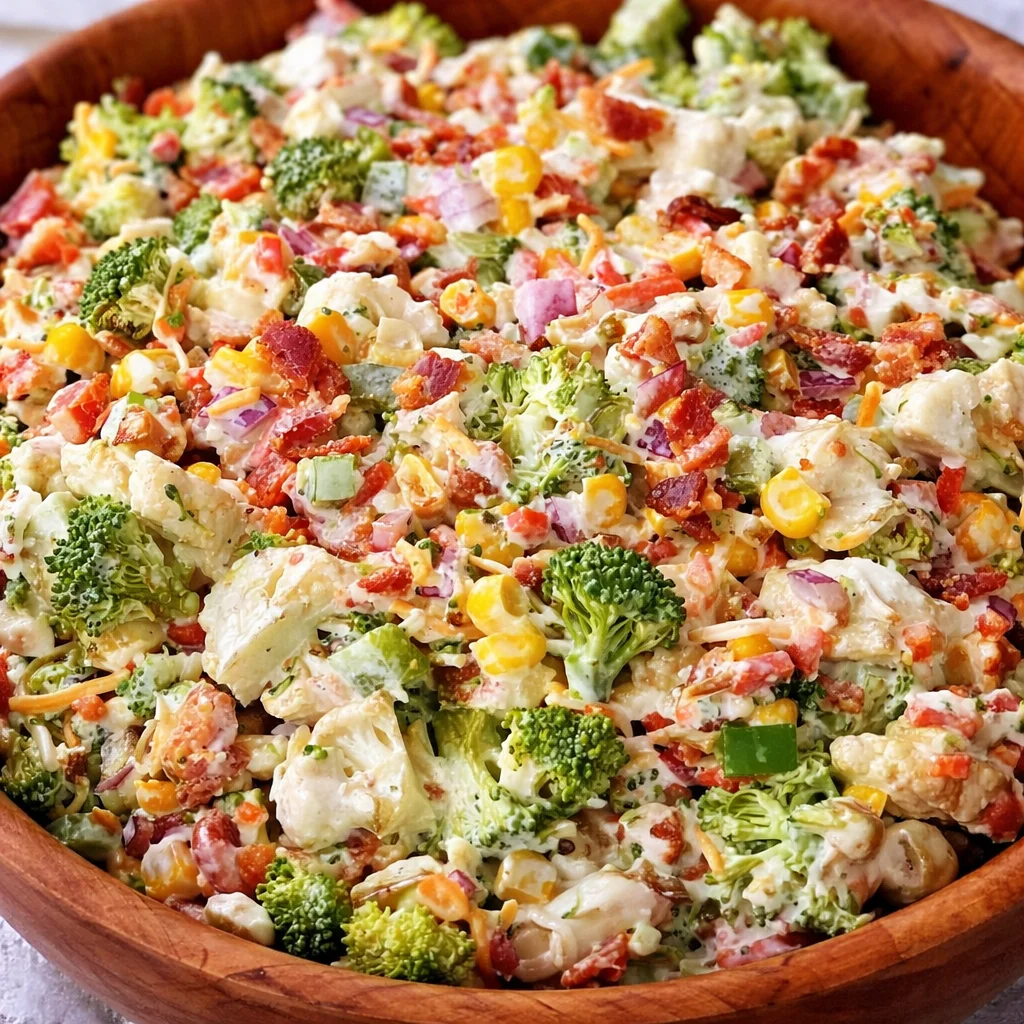 Bacon Ranch Chopped Salad with creamy dressing, fresh ingredients, and crispy bacon.