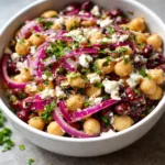 Delicious Divorce Salad with marinated beans, cheese, and crispy onions.