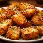 Mouthwatering crispy Parmesan potatoes baked to golden perfection with a crunchy crust.